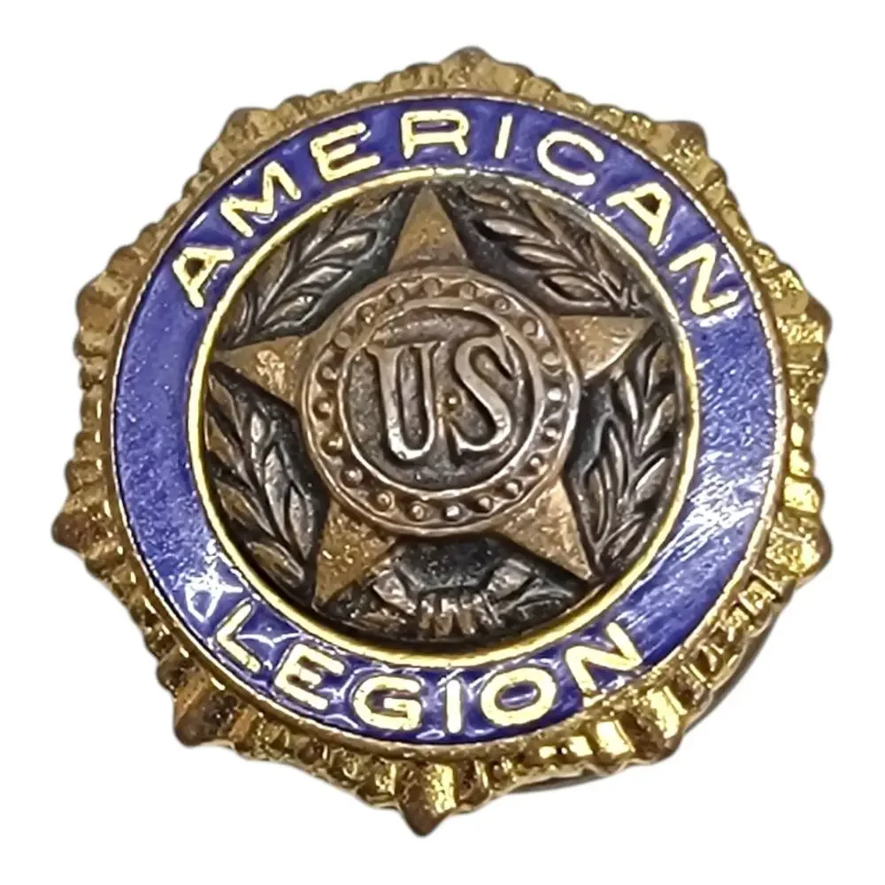 Vintage American Legion Screw Back Pin PAT DE 54296 Blue Enamel US Hat Badge